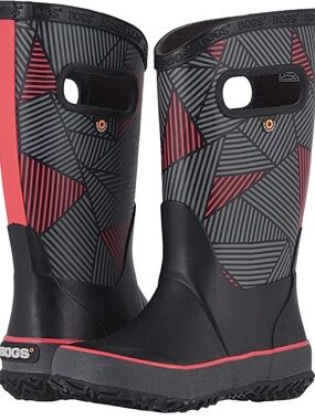 Bogs Kids Black & Red Geometric Mid-Calf Rain Boots